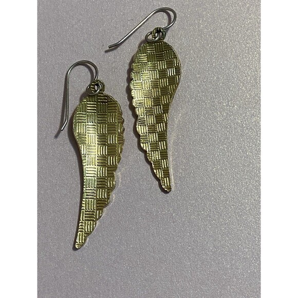 Angel Wing Drop Earrings Cloisonne Enamel Dangle White Red Green - Picture 6 of 9